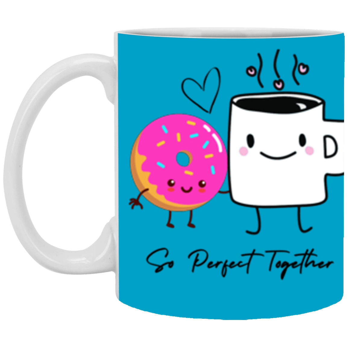 Perfect Together Coffee and Donuts 11 oz. White Mug