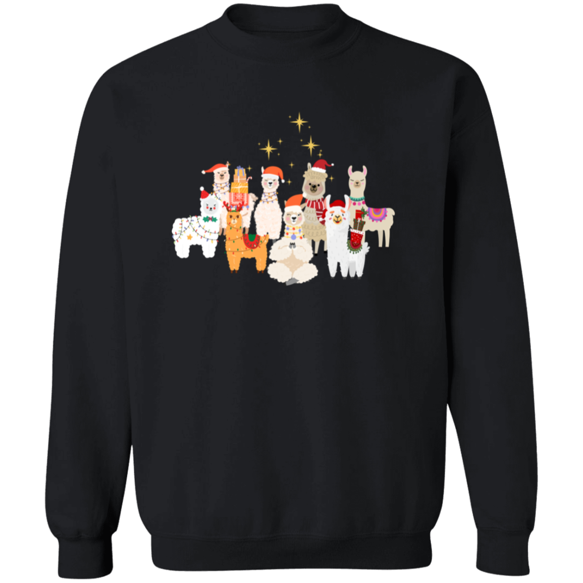 Peaceful Llama Holiday Crewneck Pullover Sweatshirt