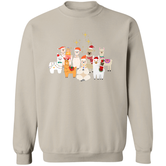 Peaceful Llama Holiday Crewneck Pullover Sweatshirt