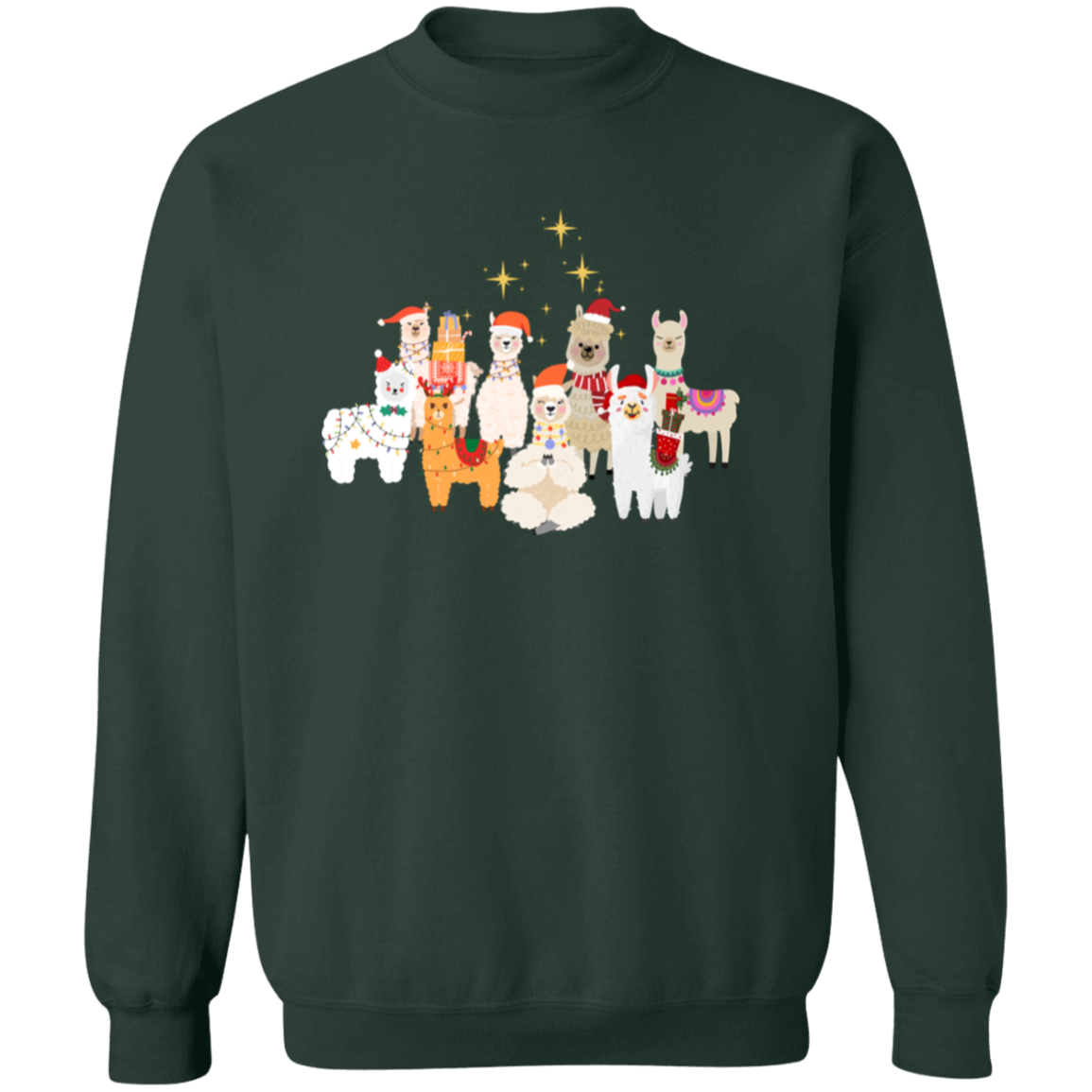 Peaceful Llama Holiday Crewneck Pullover Sweatshirt