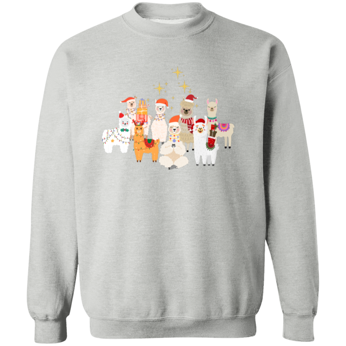 Peaceful Llama Holiday Crewneck Pullover Sweatshirt