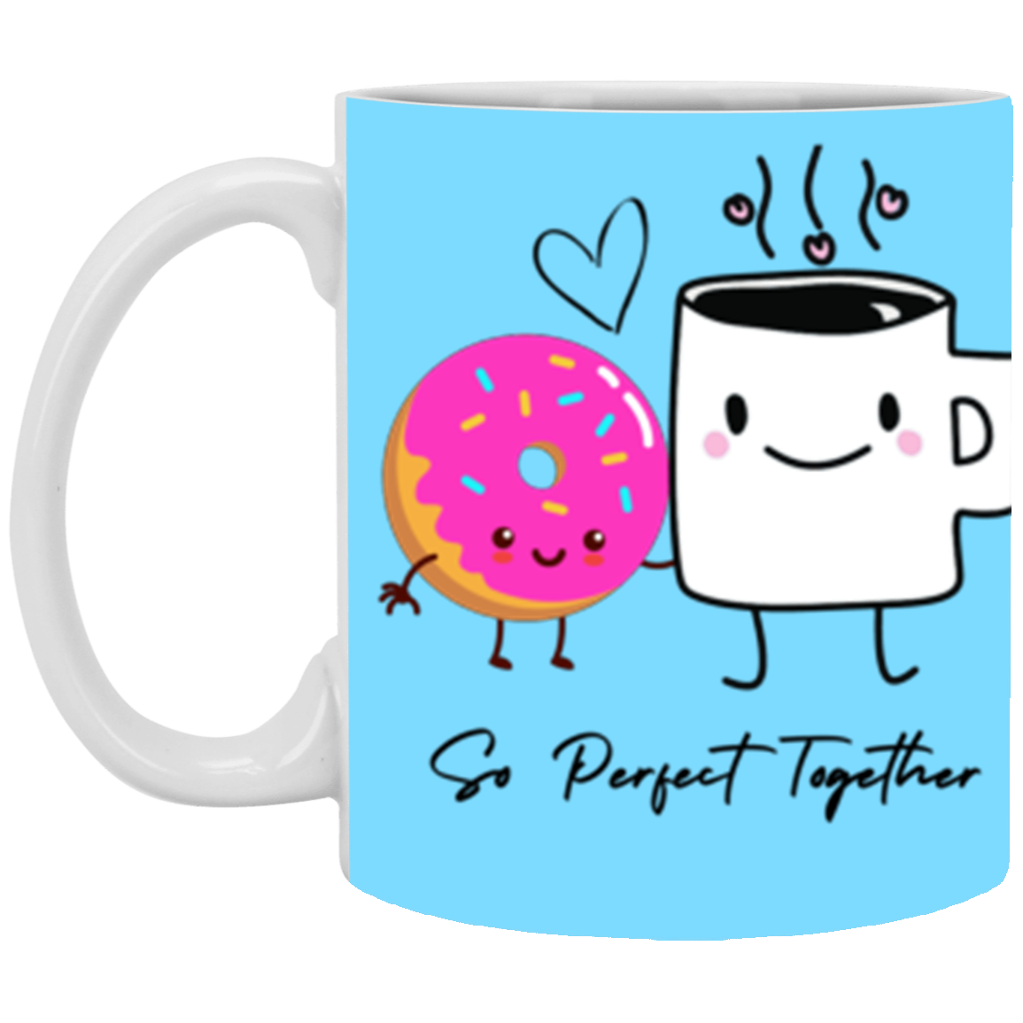 Perfect Together Coffee and Donuts 11 oz. White Mug
