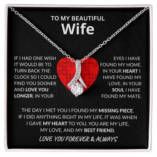 To My Beautiful Wife, Puzzle Heart, Alluring Necklace