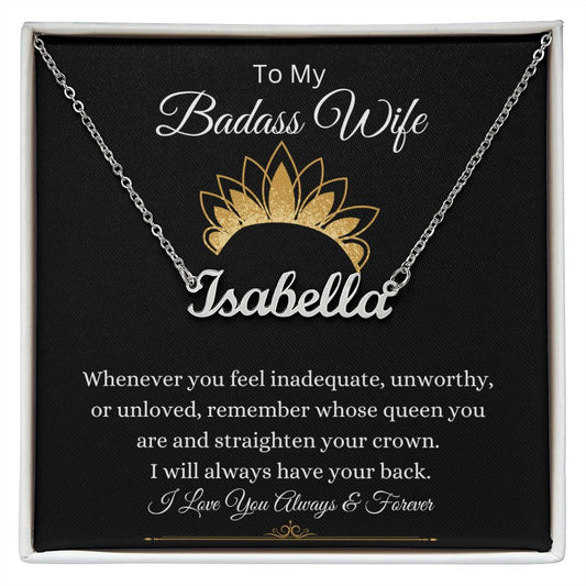 Badass Wife, Custom Name Necklace