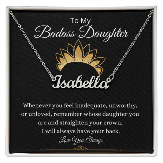 Badass Daughter, Custom Name Necklace